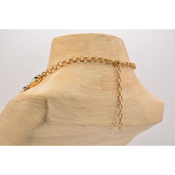 Talbots Statement Necklace Collar Black White Striped Gold Chunky Heavy 90s BinA - Picture 11 of 12